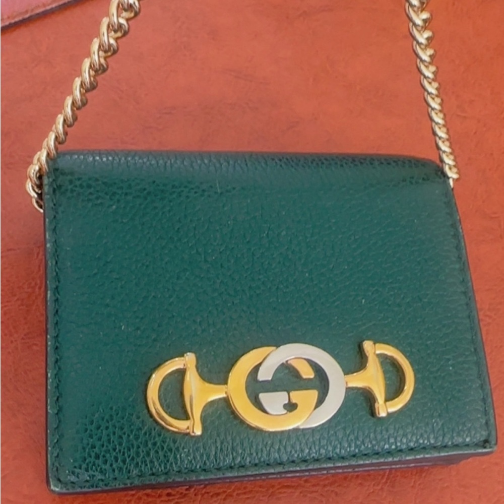 Gucci Forest Green Leather Bag with Gold Accents